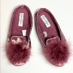 COPY - Jessica Simpson Velvet Pom Pom Slippers